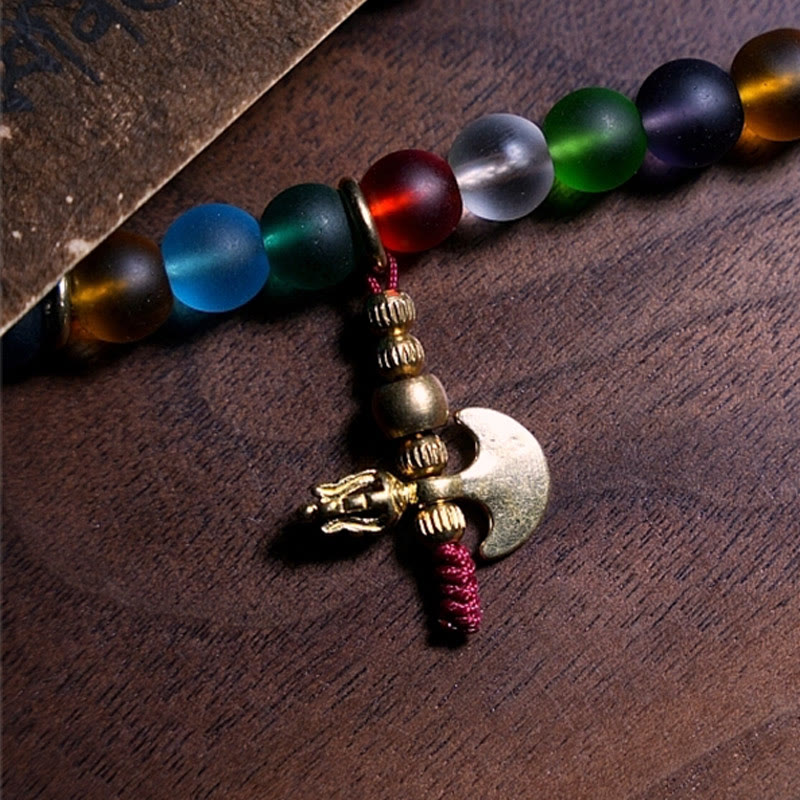 Nimara Ritual Tibetan 108 Mala Beads Multicolored Liuli Glass Bead Chinese Zodiac Nine Palaces Eight Diagrams Charm Bracelet