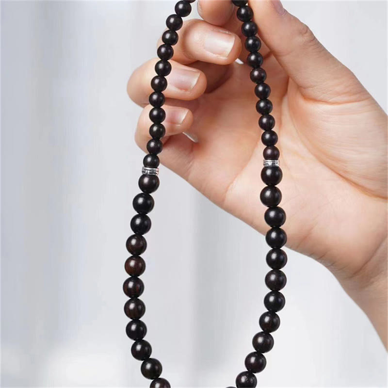 Nimara Ritual Tibet Ebony Wood Dzi Bead Balance Double Wrap Bracelet