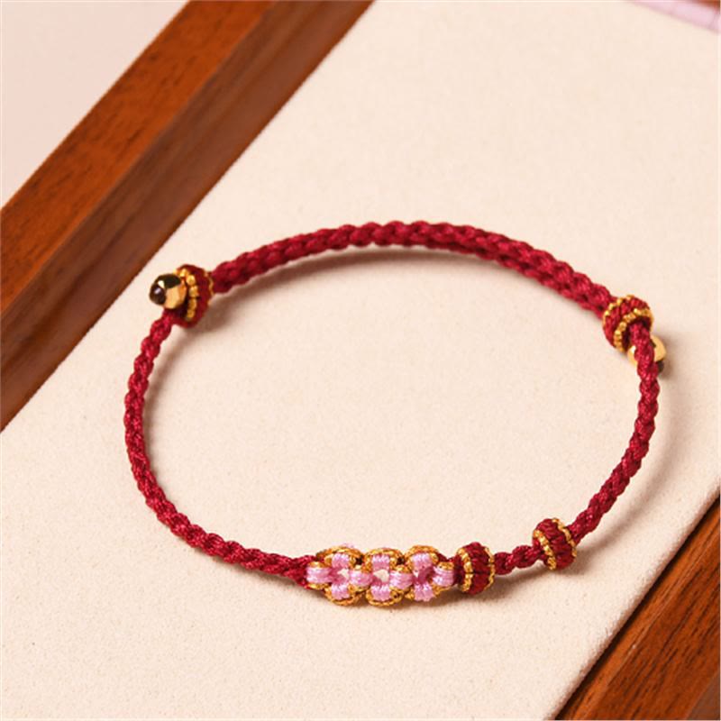Nimara Ritual Handmade Peach Blossom Protection Braided Rope Bracelet