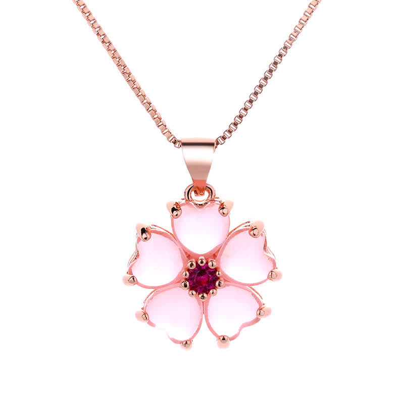 Nimara Ritual Pink Crystal Love Heart Flower Soothing Necklace Pendant