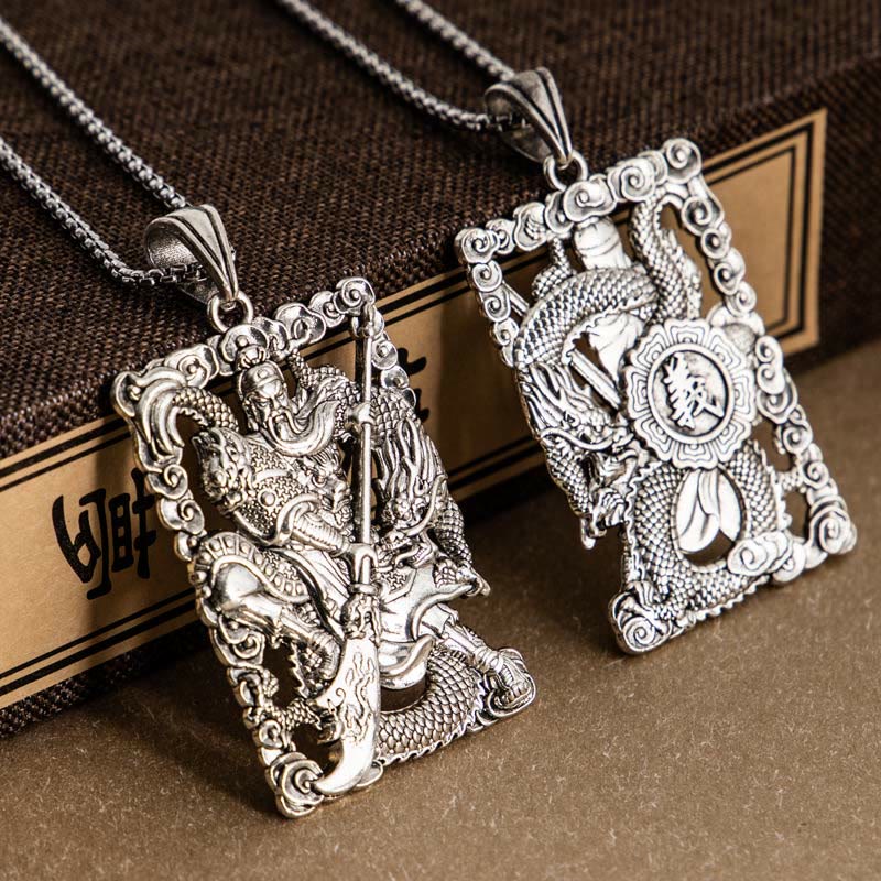 Nimara Ritual Guan Gong Dragon Auspicious Clouds Wealth Necklace Pendant