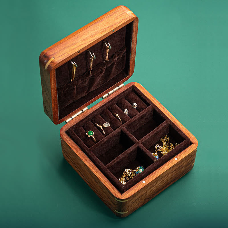 Nimara Ritual Antique Flower Leaf Handmade Rosewood Jewelry Storage Box Wooden Gift Organizer Box