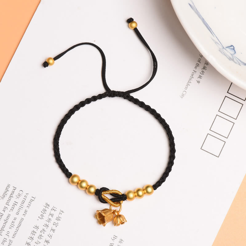 Nimara Ritual Handcrafted Lily Of The Valley Flower Charm Design Luck Protection Braided Bracelet