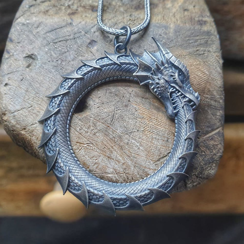 Nimara Ritual Pure Tin Dragon Snake Protection Necklace Pendant