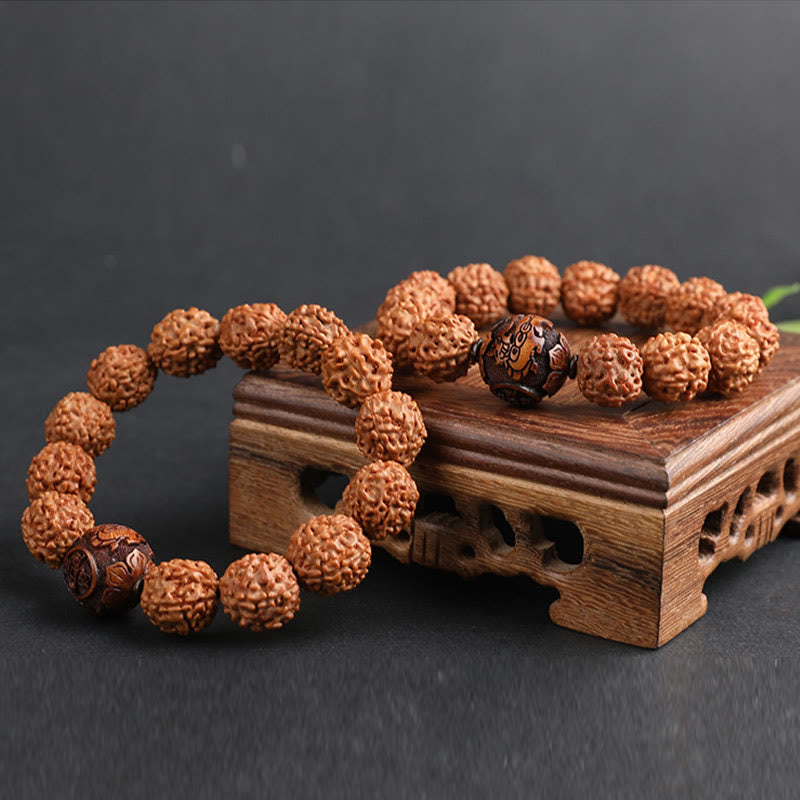 Nimara Ritual Tibet Rudraksha Bodhi Seed PiXiu Copper Coin Wealth Luck Bracelet