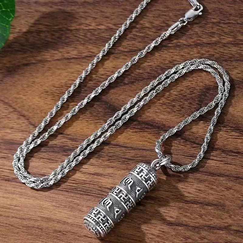 Nimara Ritual Om Mani Padme Hum Swastika Twisted Chain Wisdom Necklace Pendant