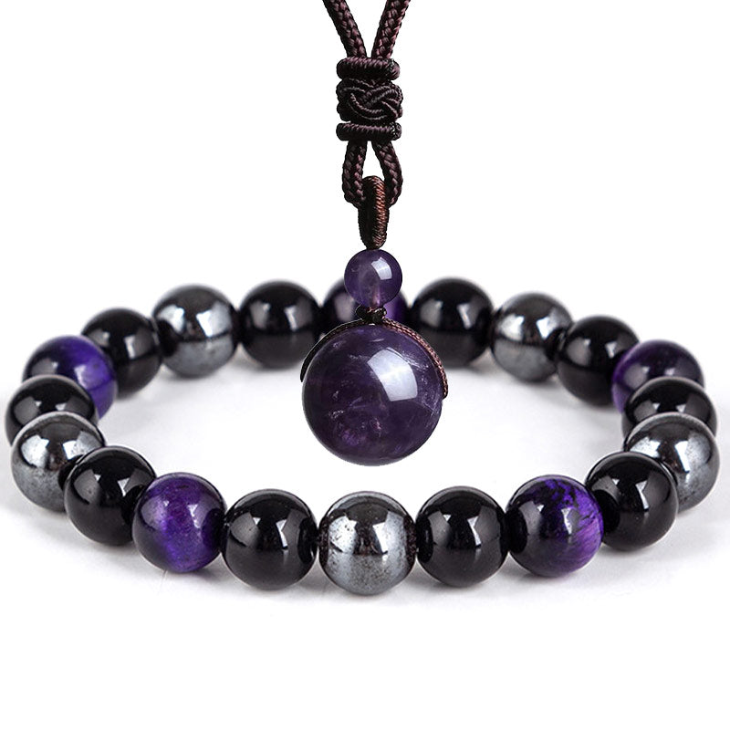 Nimara Ritual Tibetan Tiger's Eye Bracelet Necklace Set