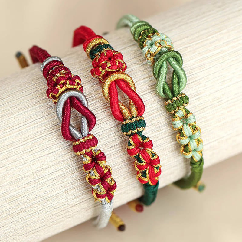 Nimara Ritual Handmade Peach Blossom Knot Eight Thread Peace Knot Luck Protection Bracelet