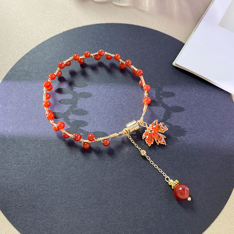 Nimara Ritual Red Maple Leaf Luck Charm Bracelet