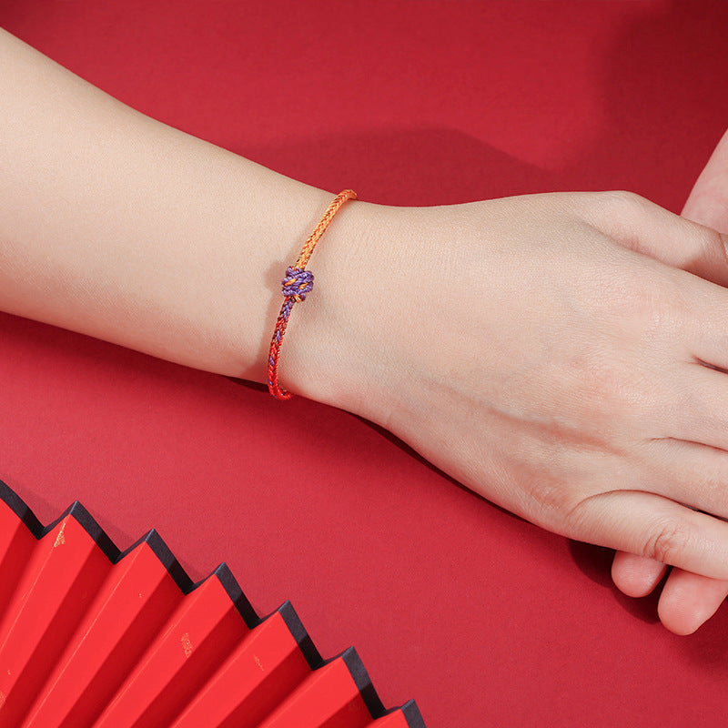 Nimara Ritual Handcrafted Colorful Purple Gold Red Braid Rope Bracelet