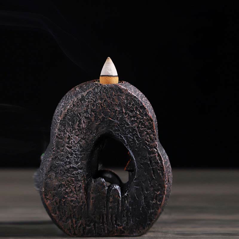 Nimara Ritual Mountain Bridges Pattern Meditation Resin Backflow Incense Burner