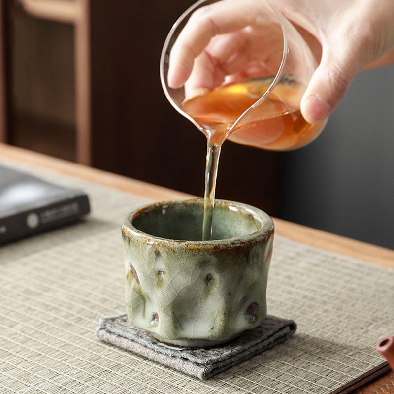 Nimara Ritual Handcrafted Simple Cracked Ice Texture Chinese Jianzhan Ceramic Teacup Kung Fu Tea Cup