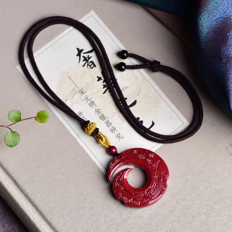 Nimara Ritual One's Luck Improves Design Patern Natural Cinnabar Blessing Necklace Pendant