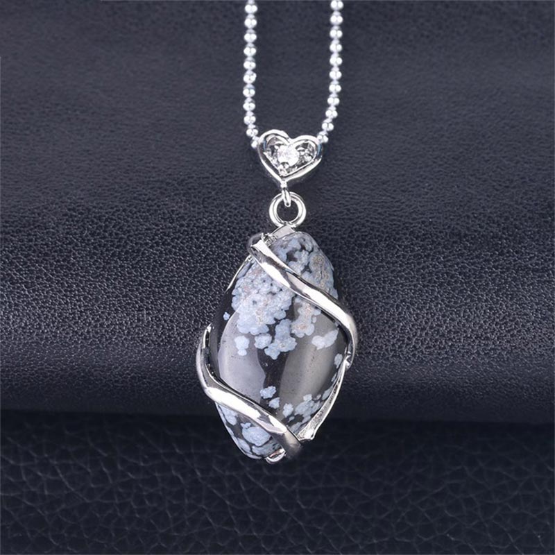 Nimara Ritual Marquise Pattern Natural Crystal Stone Charm Necklace Pendant