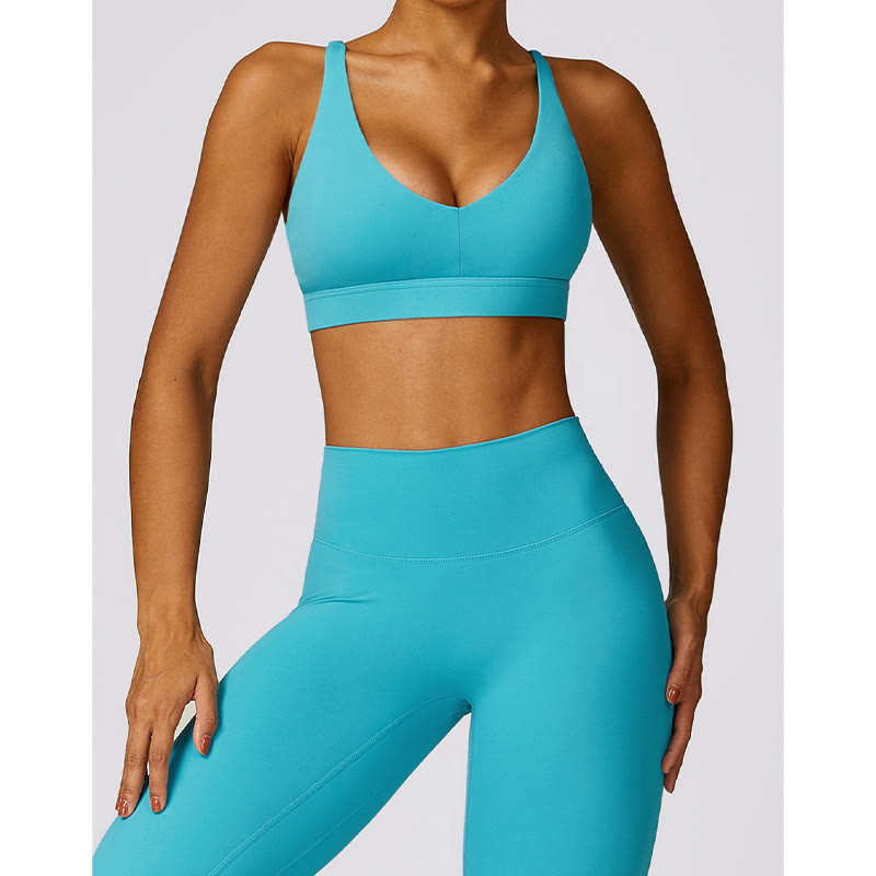Nimara Ritual Gym Sports Yoga Backless Bra Crop Tank Top Breathable Shorts