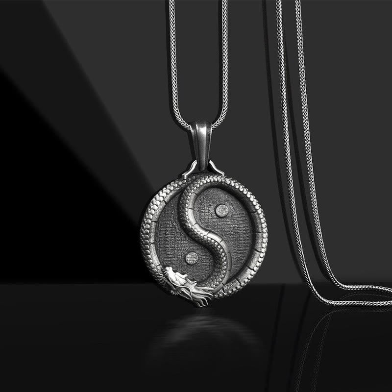 Nimara Ritual Pure Tin Yin Yang Dragon Luck Strength Necklace Pendant