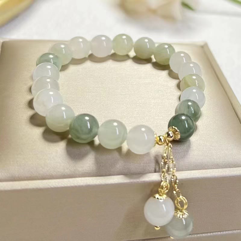 Nimara Ritual Natural Gradient Jade Abundance Luck Bead Charm Bracelet