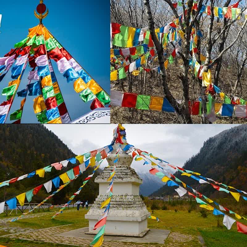 Nimara Ritual Tibetan 5 Colors Windhorse Happiness Auspicious Outdoor Prayer Flag
