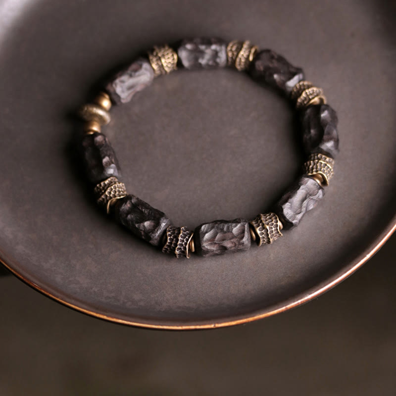 Nimara Ritual Tibetan Ebony Wood Copper Calm Peace Bracelet