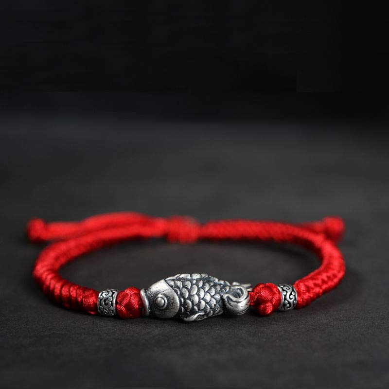 Nimara Ritual Silver Luck Koi Fish Braided String Bracelet