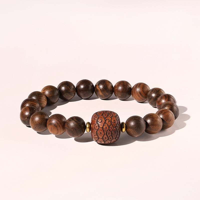 Nimara Ritual Rosewood Auspicious Clouds Totem Fu Character Bamboo Pattern Warmth Bracelet