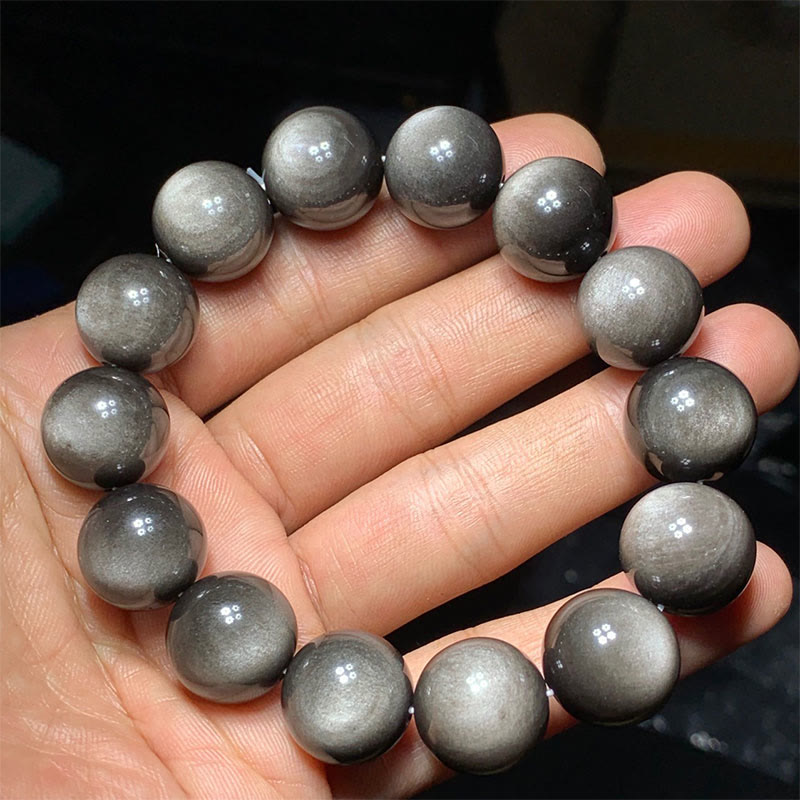 Nimara Ritual Natural Silver Sheen Obsidian Soothing Protection Bracelet
