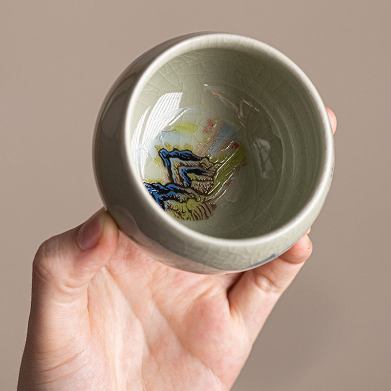 Nimara Ritual A Panorama of Rivers and Mountains Ceramic Teacup Kung Fu Tea Cup 150ml