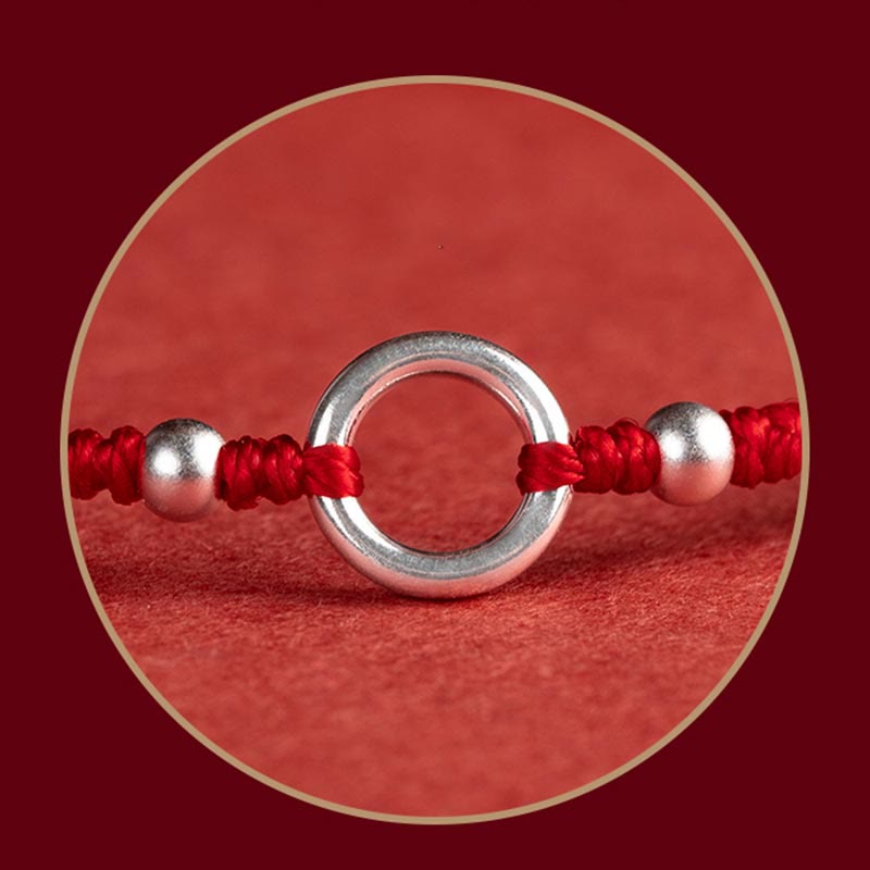 Nimara Ritual 925 Sterling Silver Lucky Fortune Peace Joy Lotus Peace Buckle Red String Bracelet