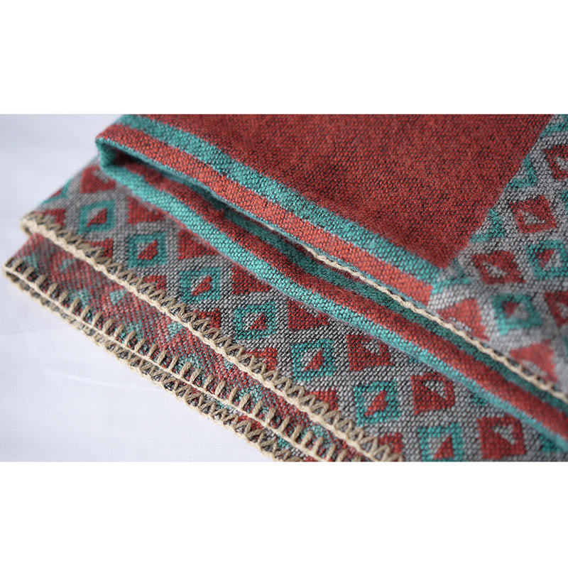Nimara Ritual Tibetan Shawl Striped Diamond Pattern Winter Warm Soft Scarf