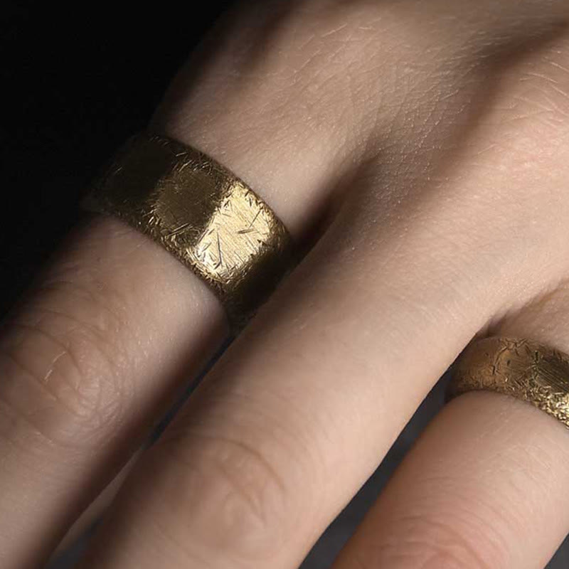 Nimara Ritual Tibetan Simple Design Copper Brass Frosted Wealth Ring