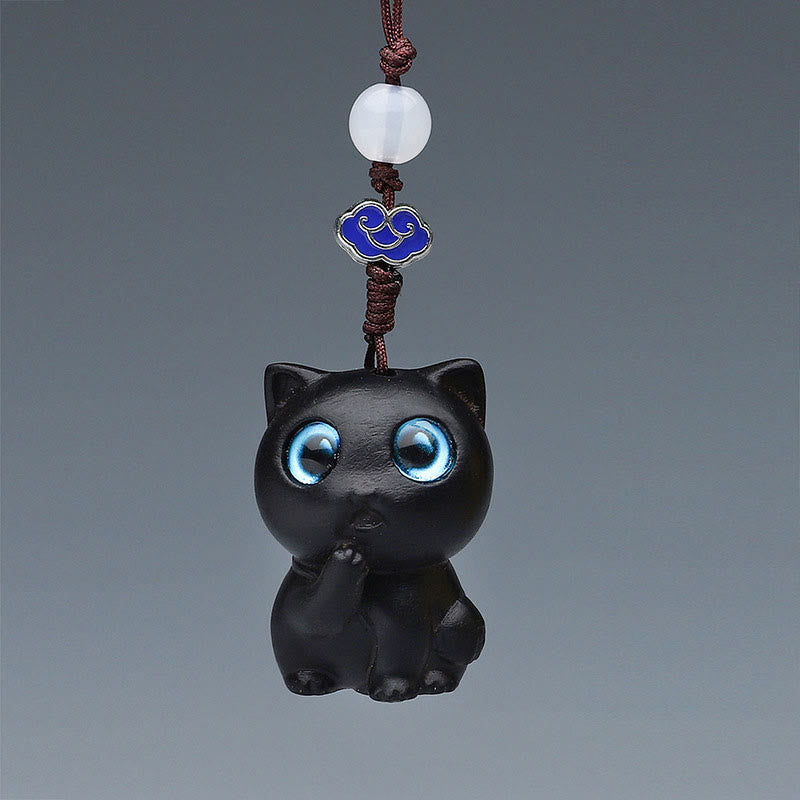 Nimara Ritual Green Sandalwood Mini Cute Animal Rabbit Cat Deer Whale Prosperity Phone Hanging Decorations