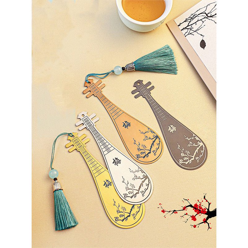 Nimara Ritual Classical Musical Instruments Pipa Guzheng Guqin Ruan Metal Bookmarks Tassel With Gift Box