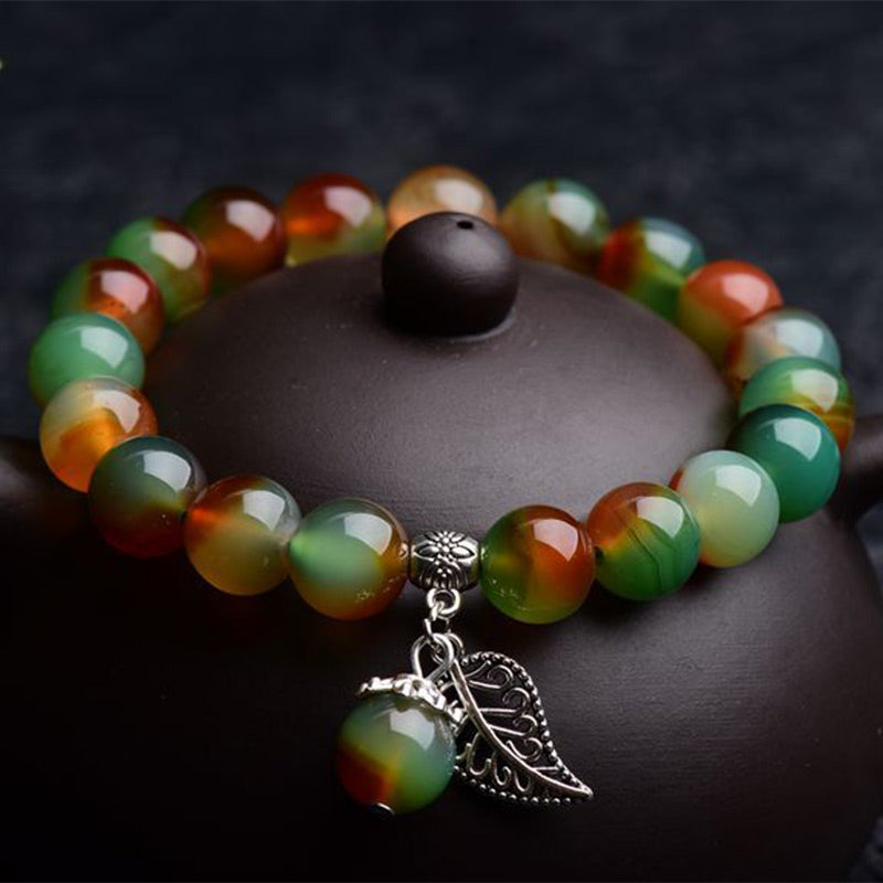 Nimara Ritual Tibetan Natural Green Agate Healing Bracelet