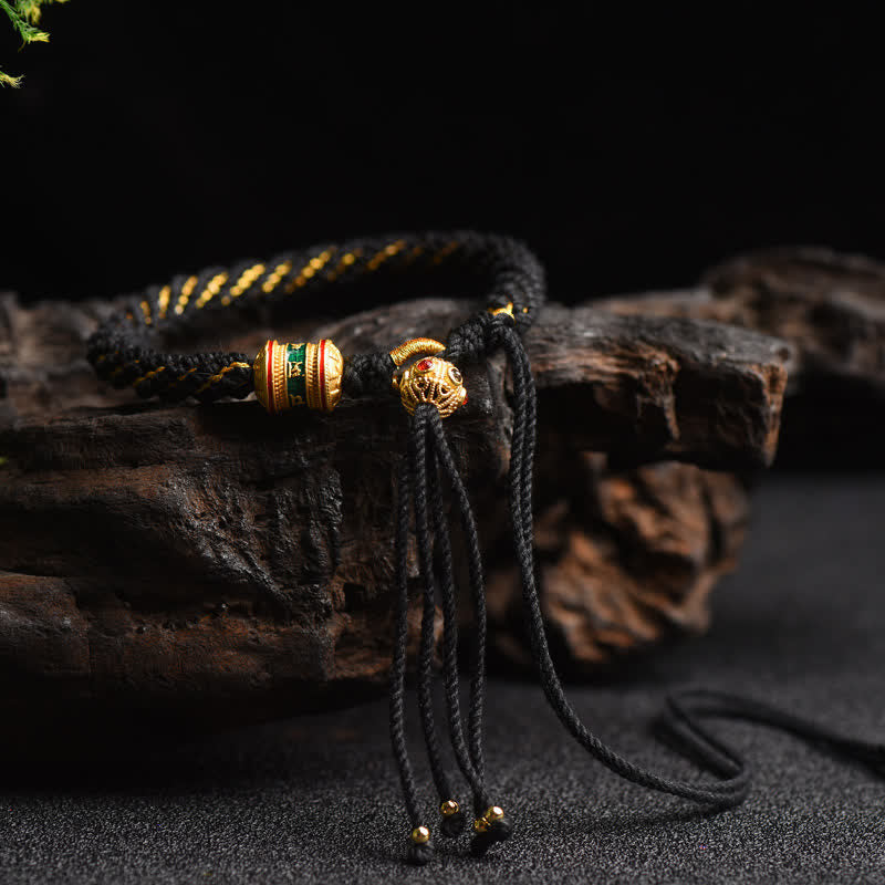Nimara Ritual Tibetan Handmade Luck Prayer Wheel Bead Charm Weave Colorful String Bracelet