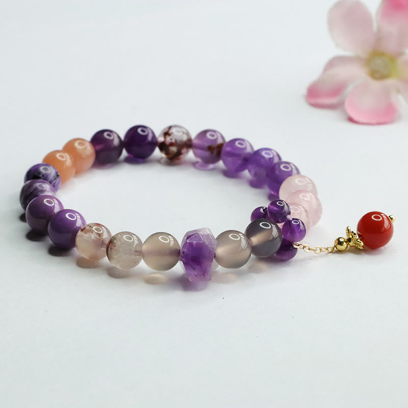 Nimara Ritual Natural Amethyst Crystal Inner Peace Healing Bead Charm Bracelet