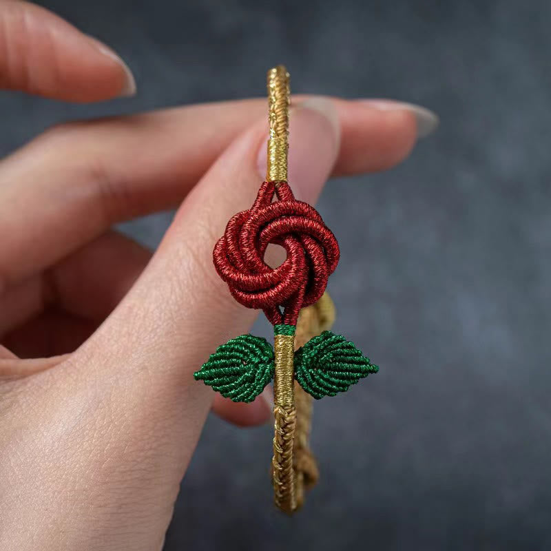Nimara Ritual Rose Flower Rope Eight Thread Peace Knot Luck Handmade Bracelet