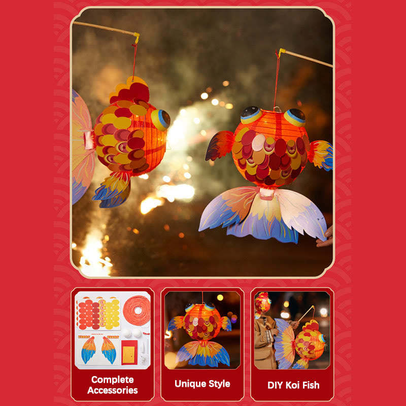 Nimara Ritual DIY Good Luck Koi Fish Paper Lantern Lamp Mid-Autumn Festival Child Kids Lantern Decoration