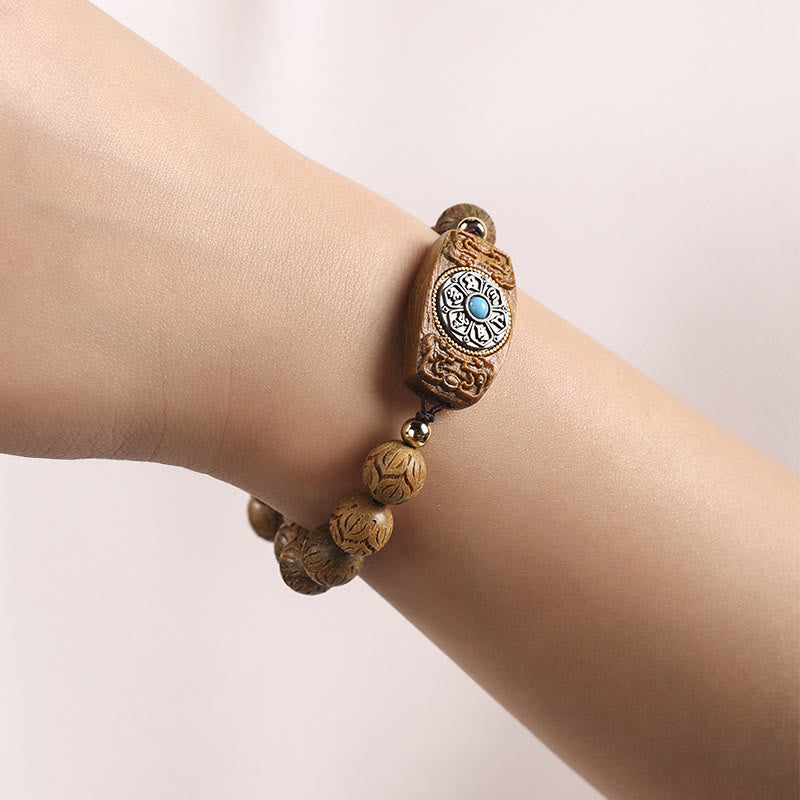 Nimara Ritual Green Sandalwood Ebony Wood Sandalwood Om Mani Padme Hum Soothing Bracelet