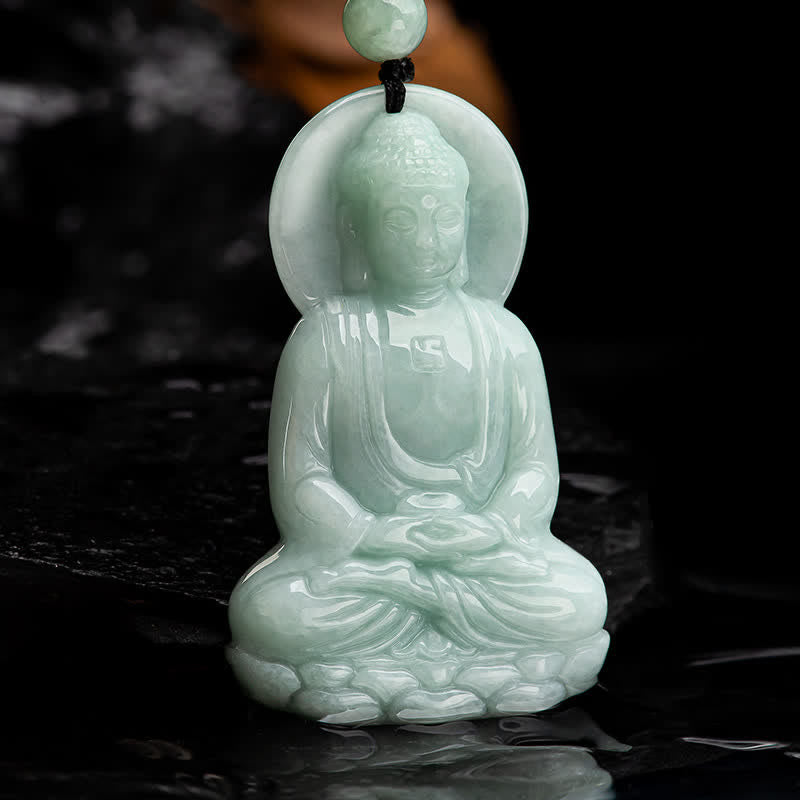 Nimara Ritual Amitabha Buddha Jade Amulet Compassion String Necklace
