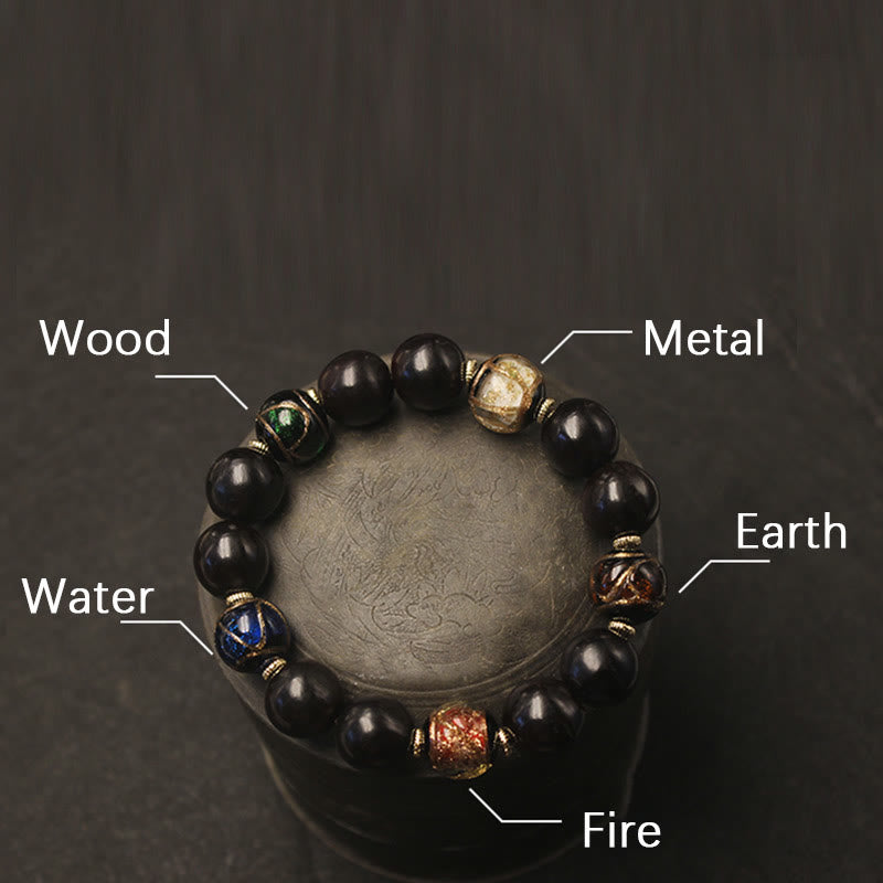 Nimara Ritual Western Soapberry Incense Ash Liuli Glass Bead Wealth Bracelet