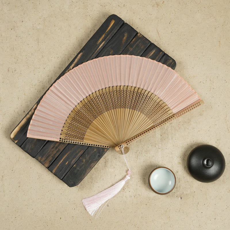 Nimara Ritual Vintage Handheld Folding Fan With Bamboo Frames