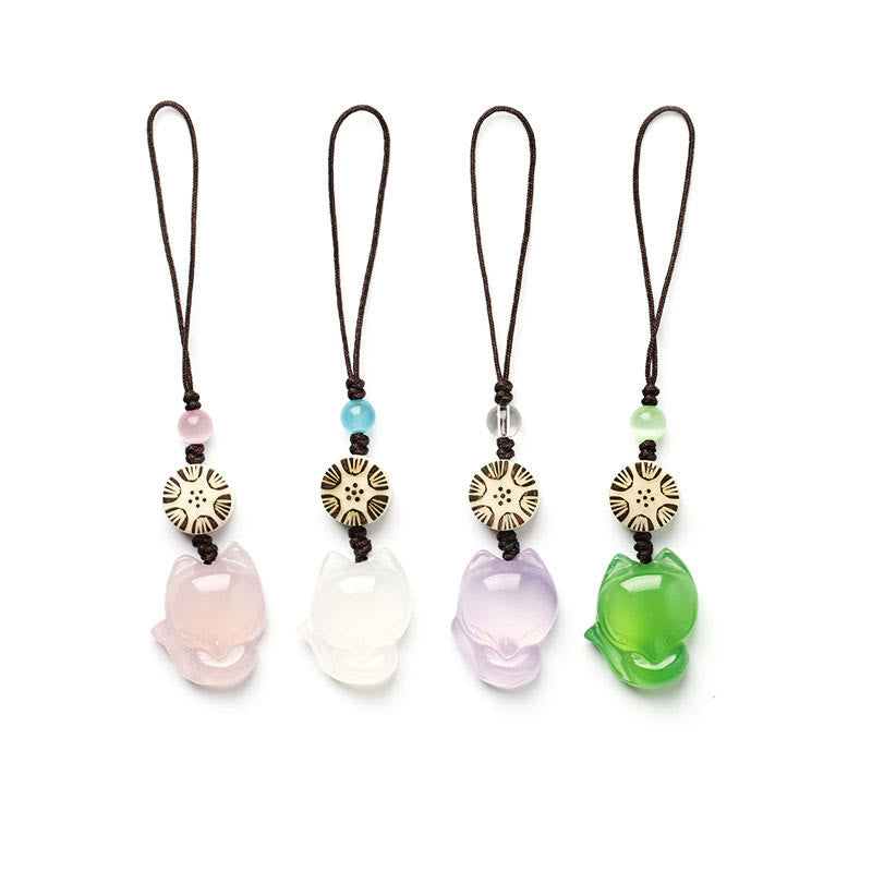Nimara Ritual Natural Chalcedony Fox Harmony Phone Hanging Decoration