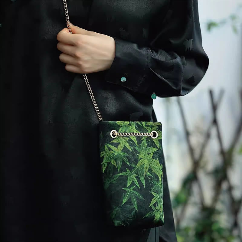 Nimara Ritual Small Maple Leaf Persimmon Metal Chain Crossbody Bag Shoulder Bag Cellphone Bag