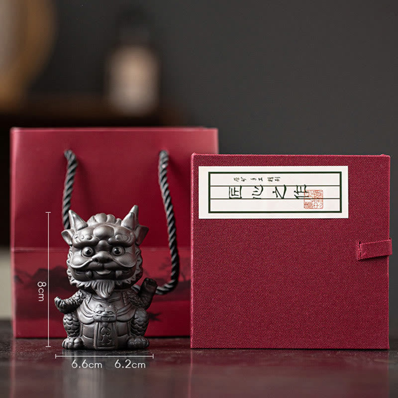 Nimara Ritual Luck Dragon Wealth Tea Pet Purple Clay Figurine Decoration