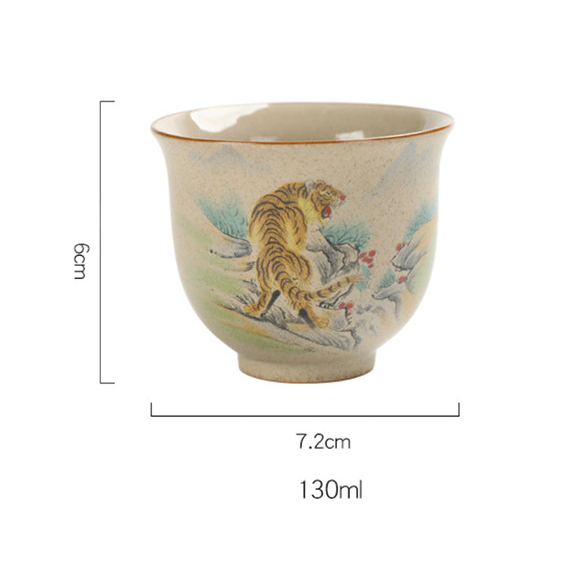 Nimara Ritual 12 Chinese Zodiac Ceramic Teacup Kung Fu Tea Cup 130ml