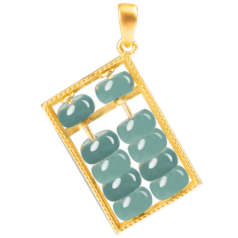 Nimara Ritual Natural Jade Abacus Pattern Abundance Titanium Steel Chain Necklace Pendant