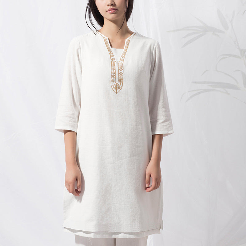 Nimara Ritual 2Pcs Tai Chi Meditation Yoga Cotton Clothing Top Pants Women's Set