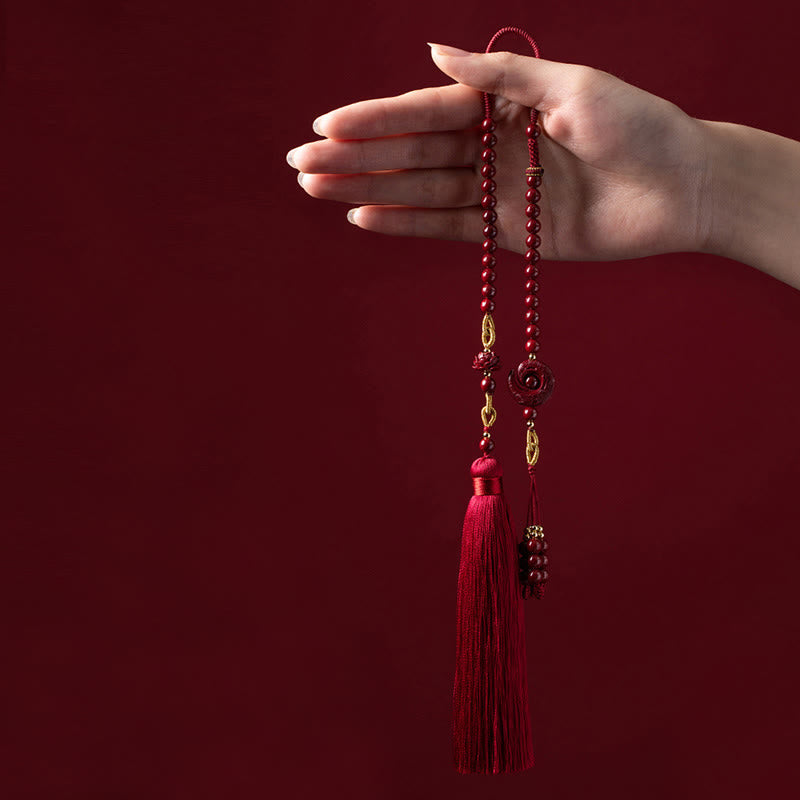 Nimara Ritual One's Luck Improves Design Patern Natural Cinnabar Lotus Blessing Car Hanging Decoration