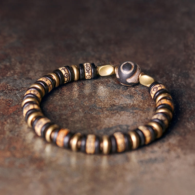 Nimara Ritual Tibetan Bone Beads Ebony Wood Strength Bracelet