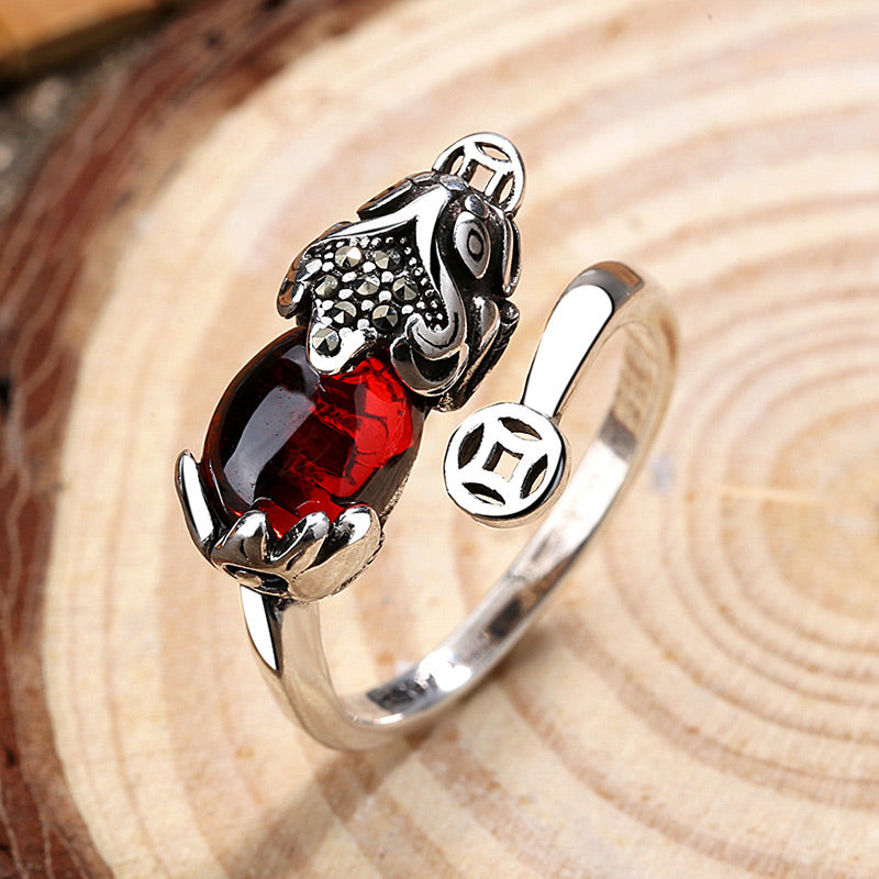 Nimara Ritual FengShui Genstone PiXiu Wealth Adjustable Ring